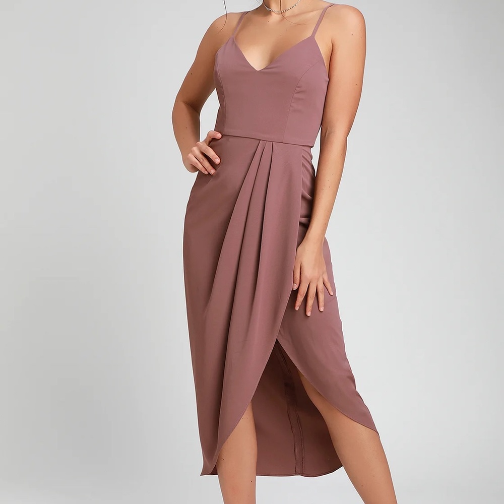 Lulus Reinette Mauve Purple Midi Dress Size Medium - NWT